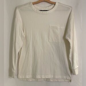 Zara Boys Ivory Long Sleeve Front Pocket Shirt Size 11-12